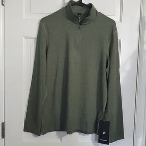 NWT Lululemon Soft Jersey Half Zip Men's Sz S Heathered Rainforest Green